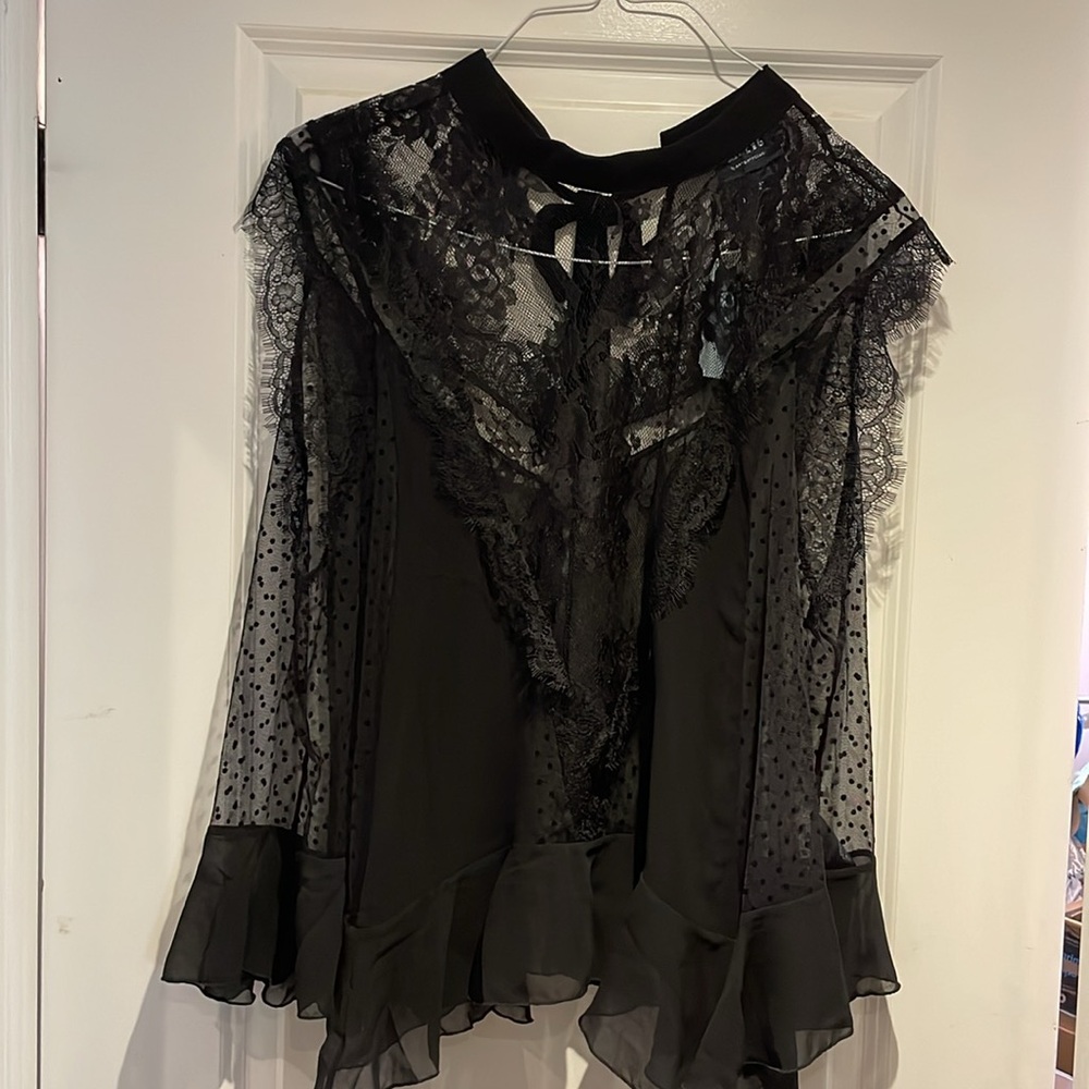 Anthropologie Black Lace Top